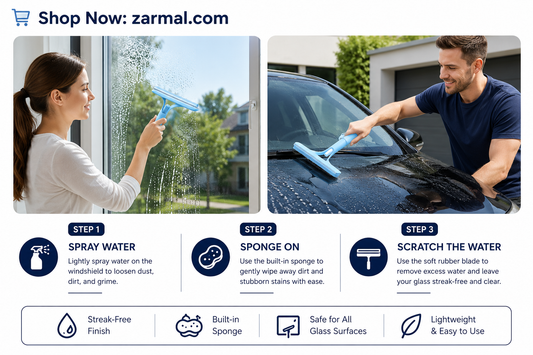 3-in-1 Spray Window Cleaner – Streak-Free Squeegee & Scrubber