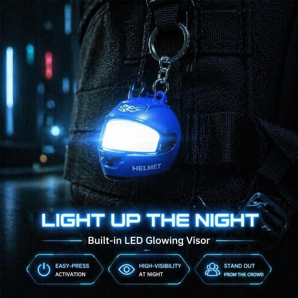 Helmet Keychain with LED Light β Flip Visor
