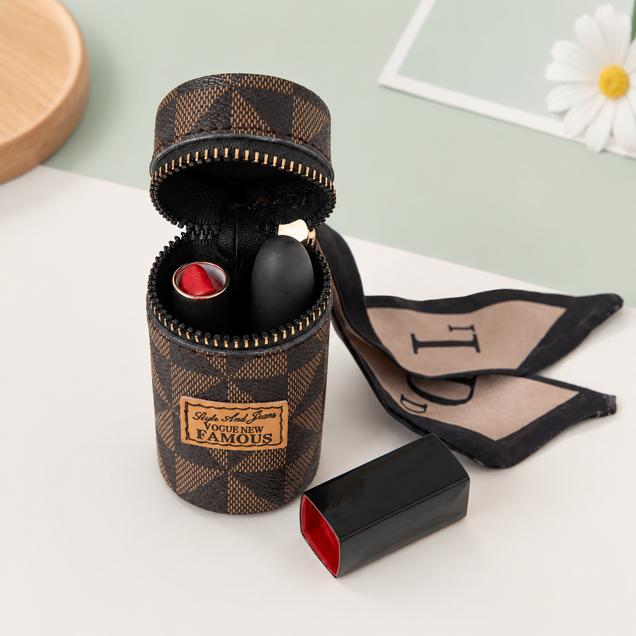 Mini Luxury Pouch – Lipstick & Essentials Organizer