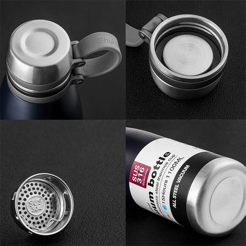 SUS 316 Vacuum Bottle — 850ML | Stays Hot & Cold 15 Hours Black Colour