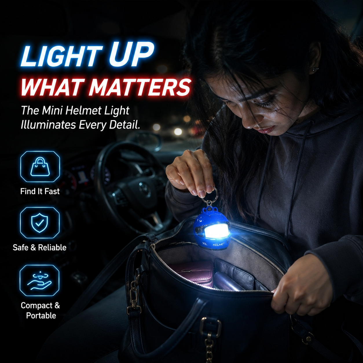 Helmet Keychain with LED Light – Flip Visor