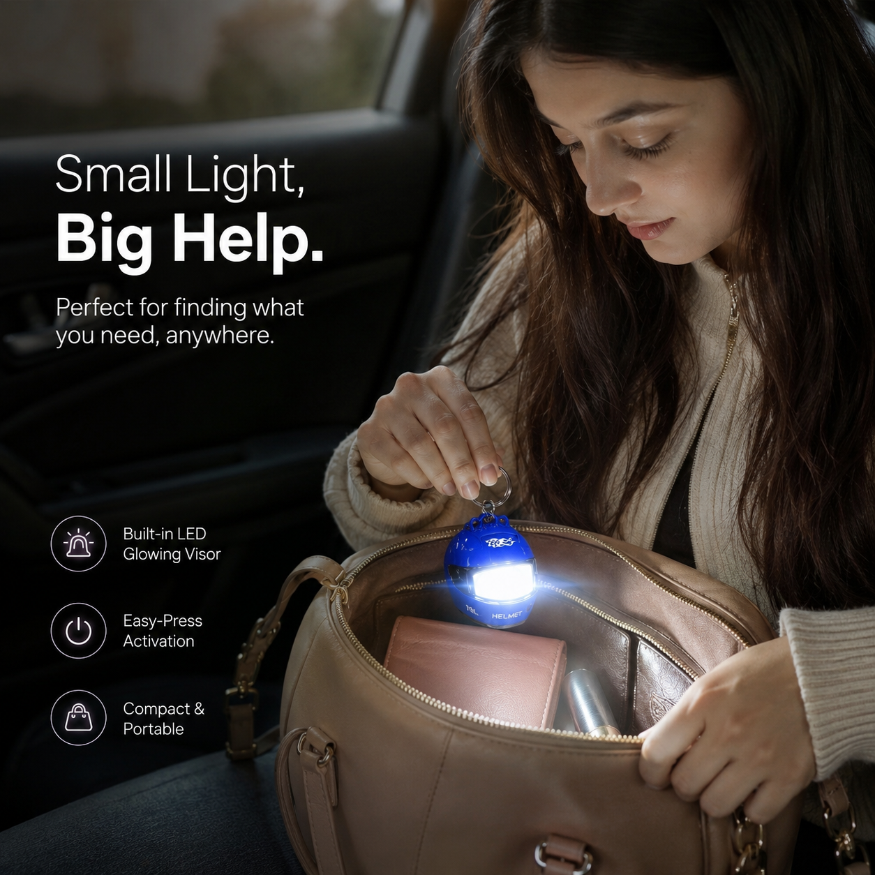 Helmet Keychain with LED Light – Flip Visor