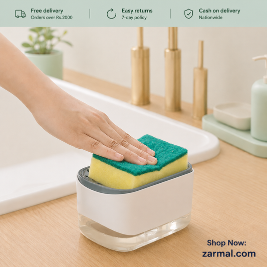 Dish Soap Dispenser with Sponge Holder – Kitchen Sink Caddy