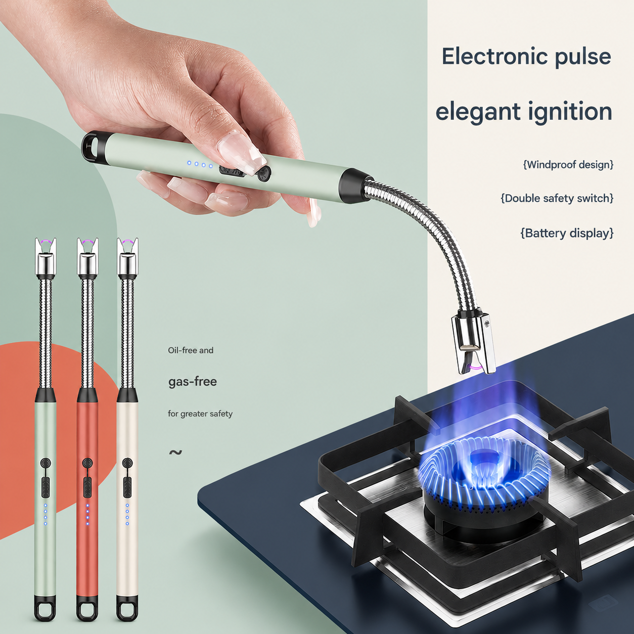 FlexArc™ Electric Lighter | Rechargeable Flameless Plasma | Long Flexible Neck — Windproof for Kitchen, Candles & Outdoor Use
