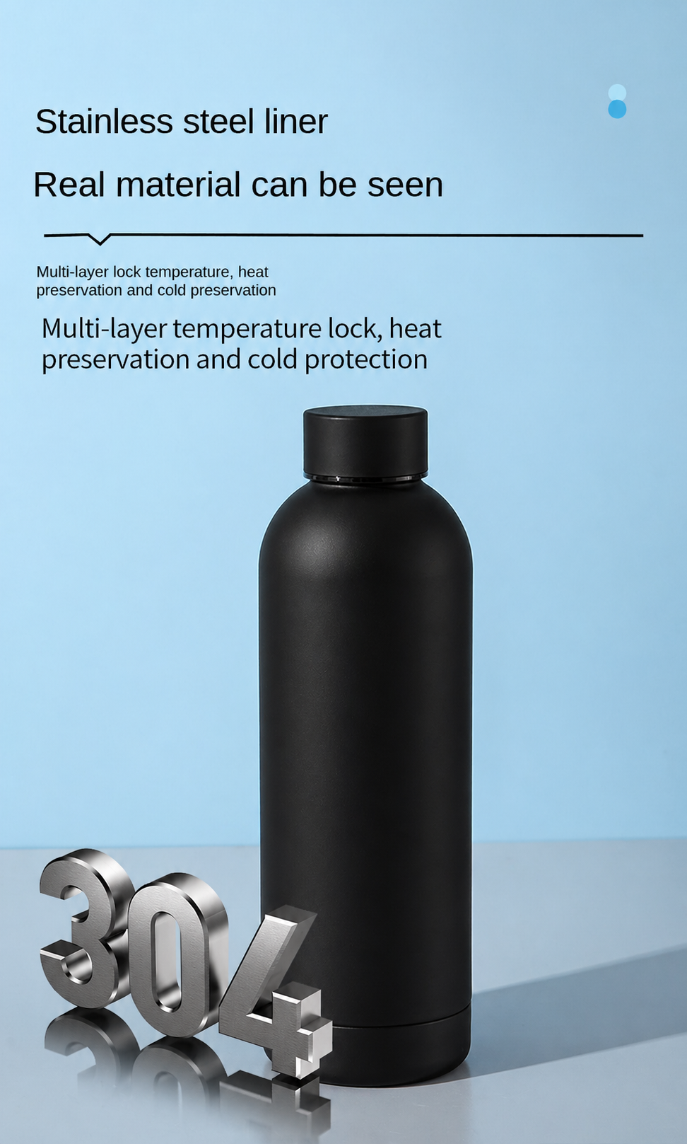 Premium Insulated Water Bottle 500ml | 304 Stainless Steel | 6-Hour Hot & Cold Retention | Matte Finish