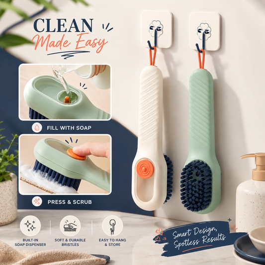 Multi-Surface Soap Dispensing Cleaning Brush – Shoe, Laundry & Glass Scrubber