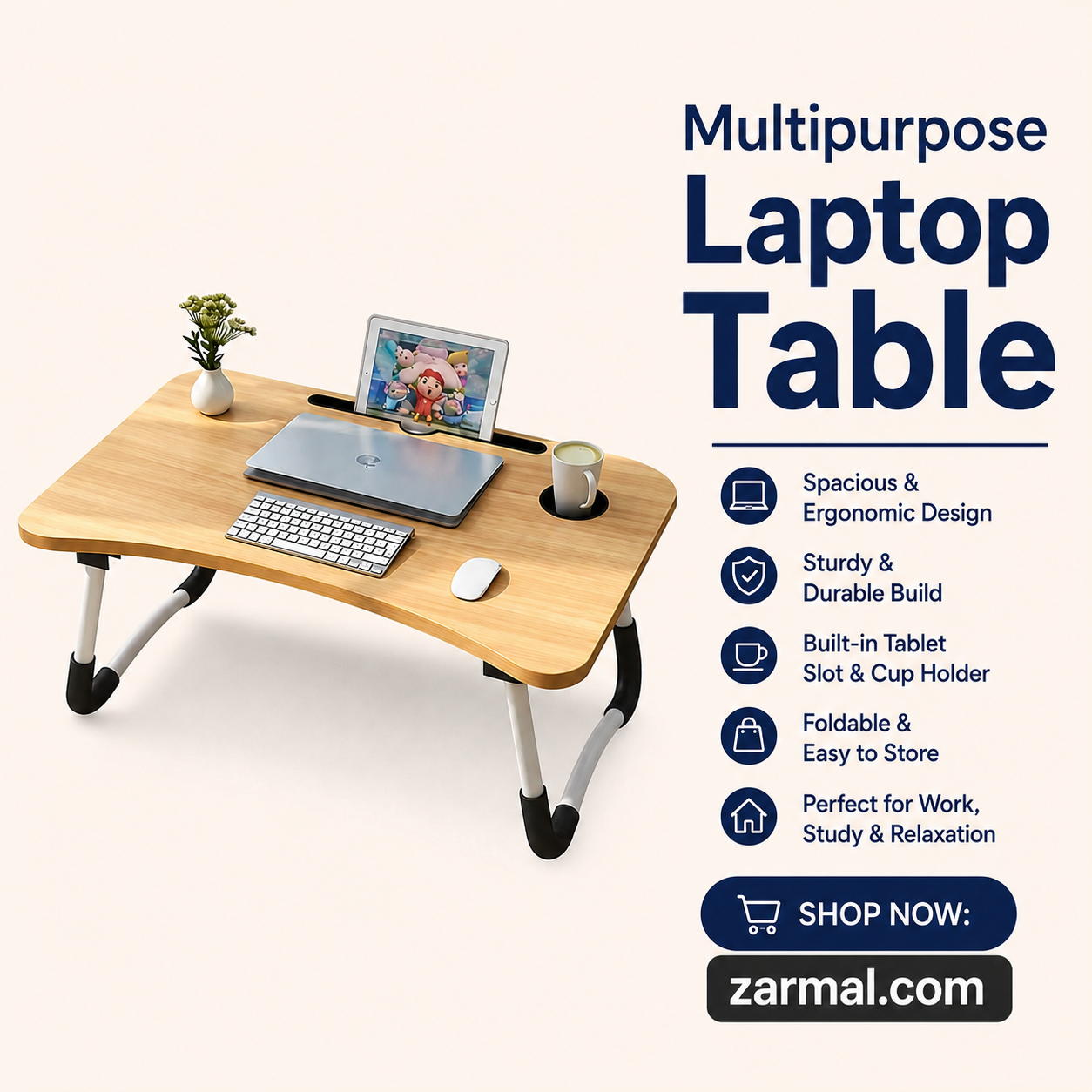 Multipurpose Foldable Laptop Table – Your Portable Workstation