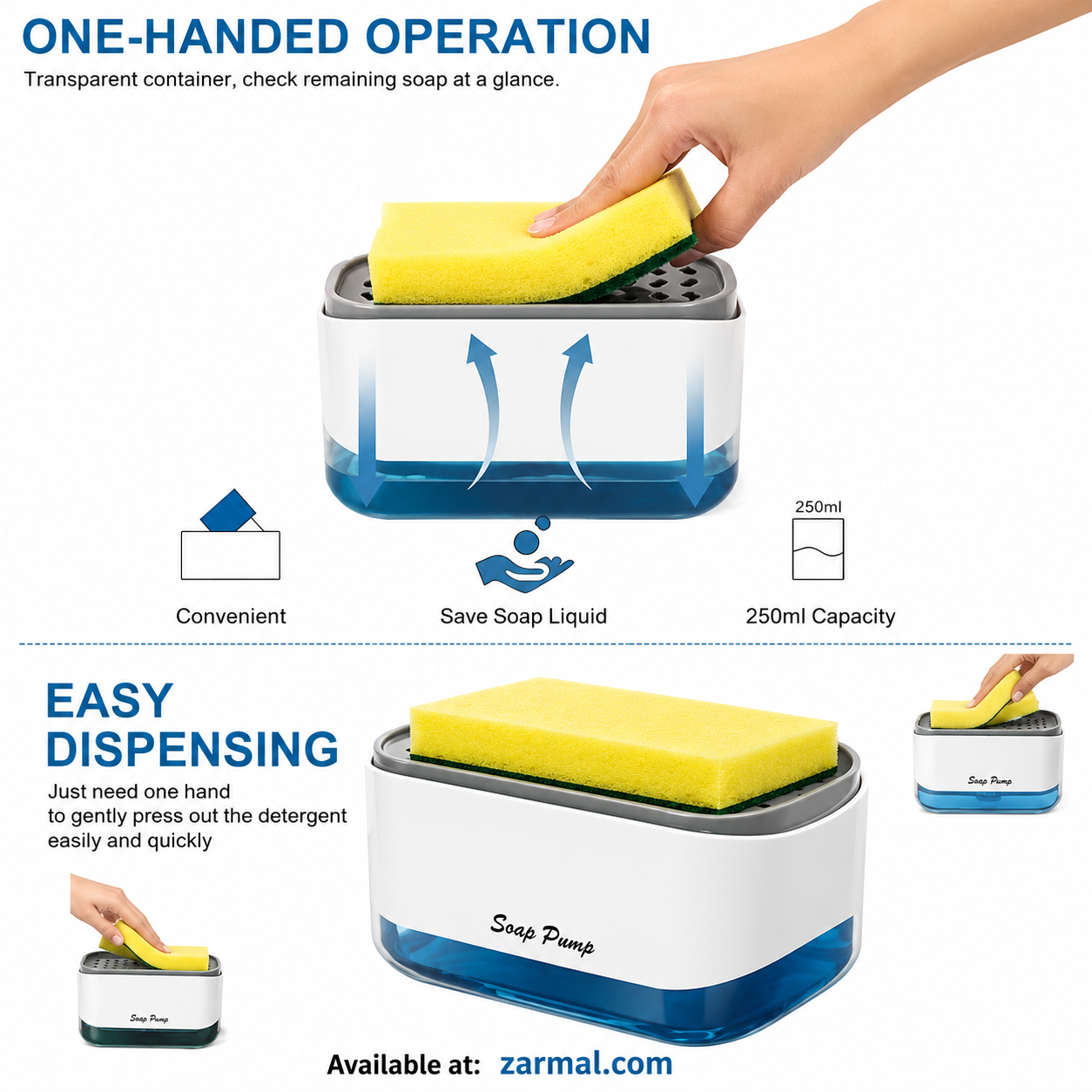 Dish Soap Dispenser with Sponge Holder – Kitchen Sink Caddy