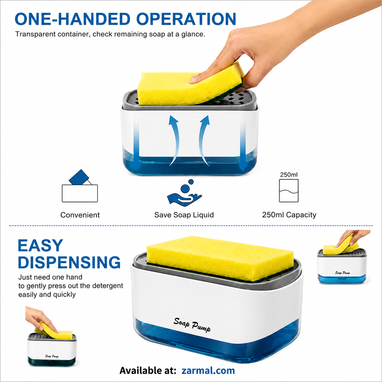 Dish Soap Dispenser with Sponge Holder – Kitchen Sink Caddy