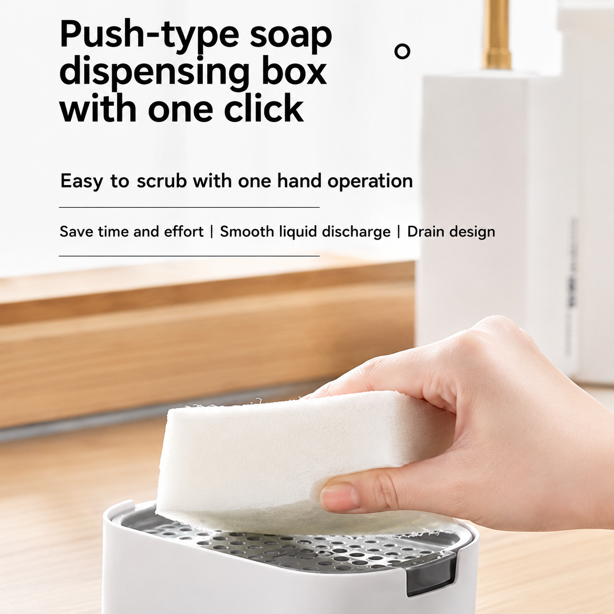 Dish Soap Dispenser with Sponge Holder – Kitchen Sink Caddy