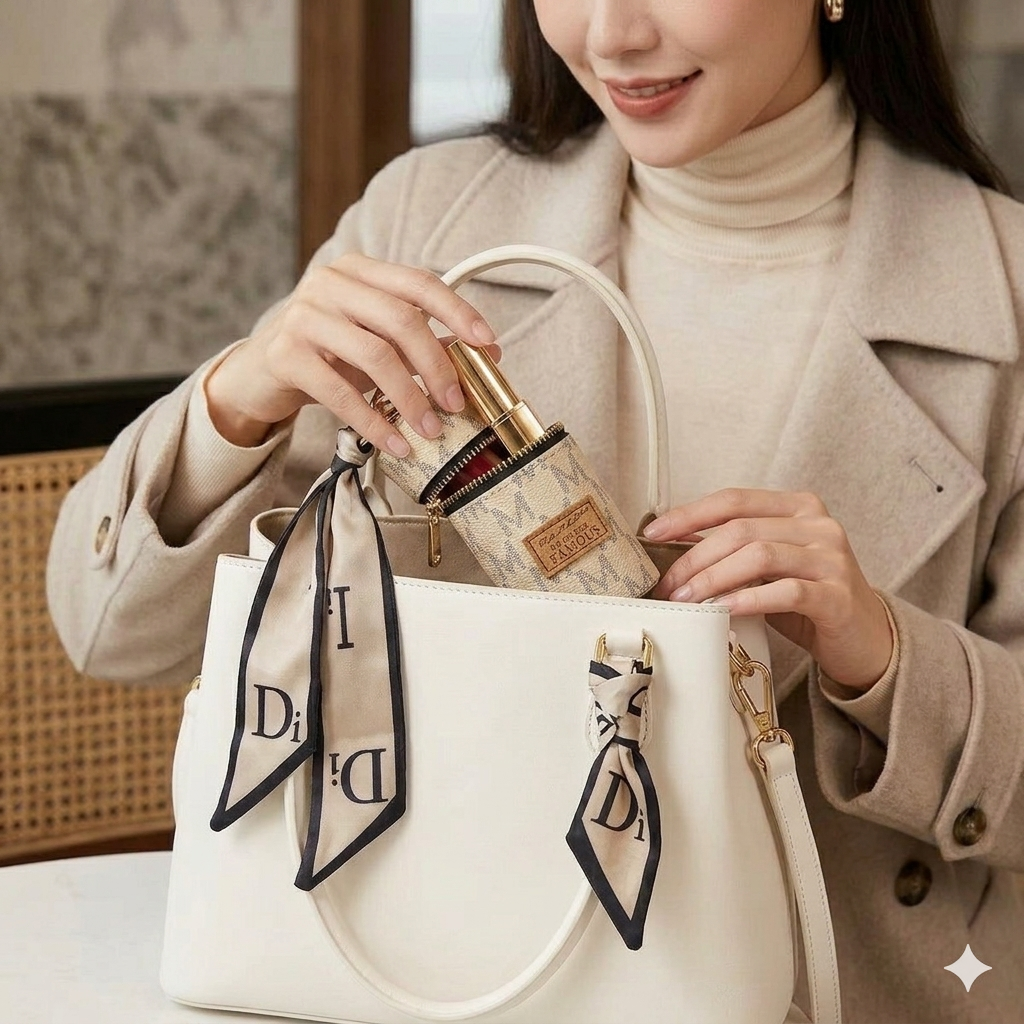 Luxury Handbag Charm, Lipstick Holder, a Coin Purse