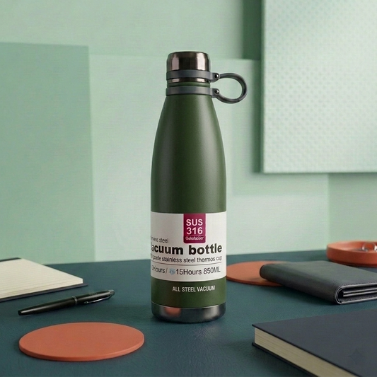 SUS 316 Vacuum Bottle — 850ML | Stays Hot & Cold 15 Hours Army Green Colour