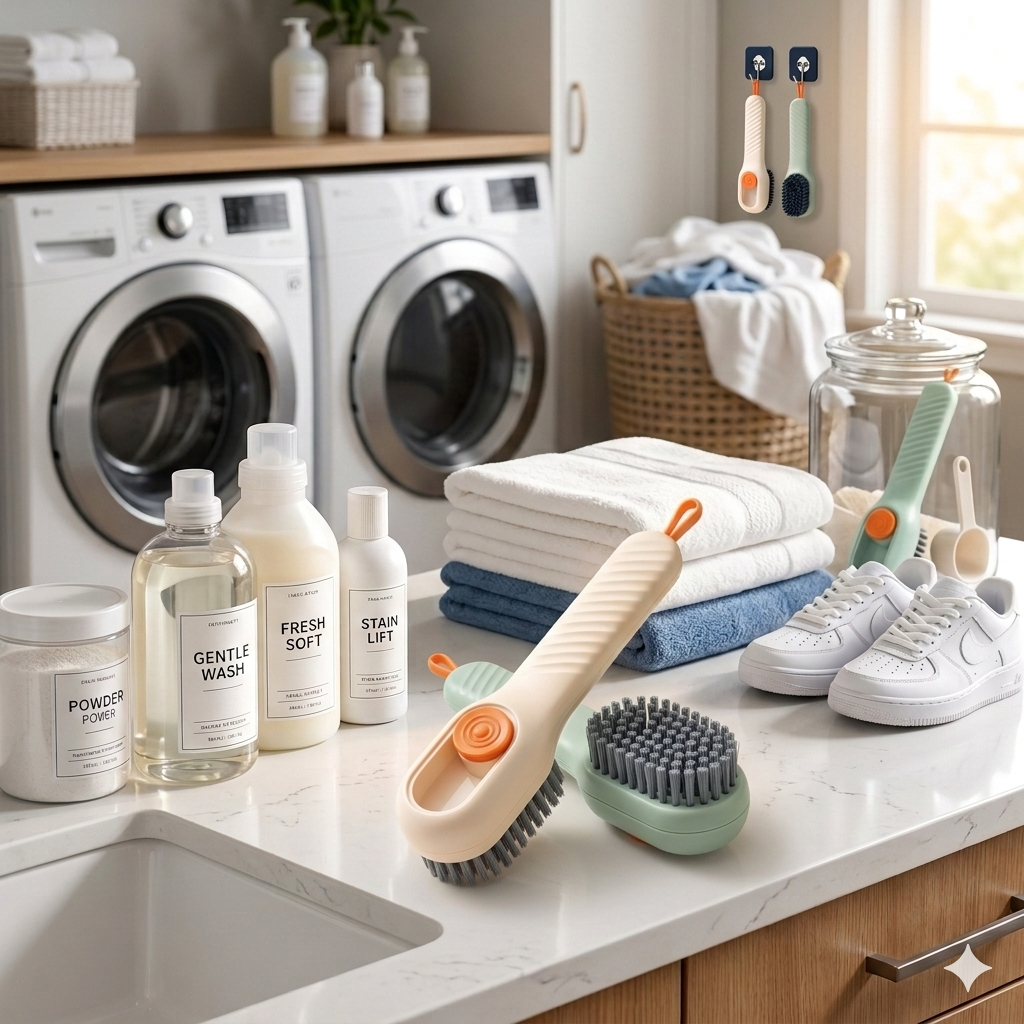 Multi-Surface Soap Dispensing Cleaning Brush – Shoe, Laundry & Glass Scrubber