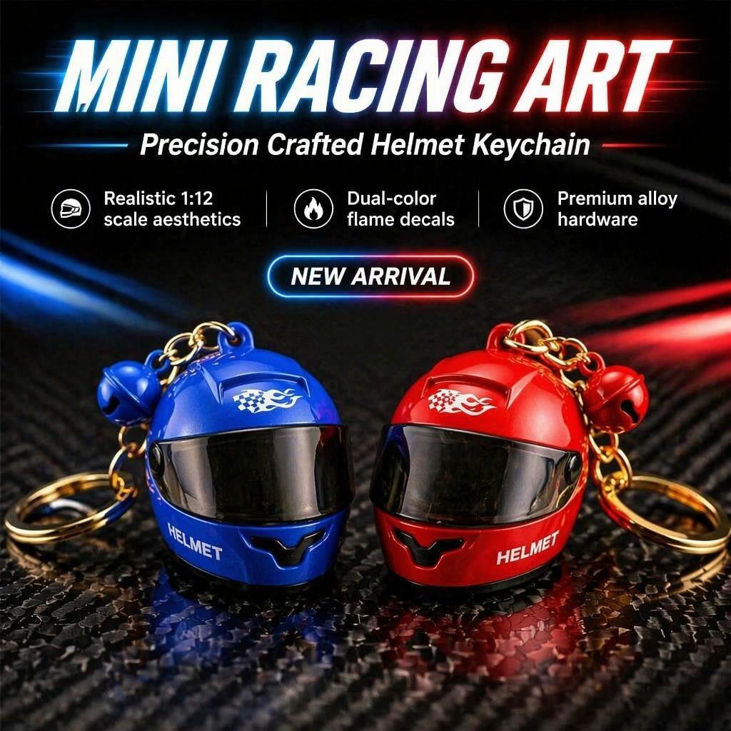 Helmet Keychain with LED Light – Flip Visor