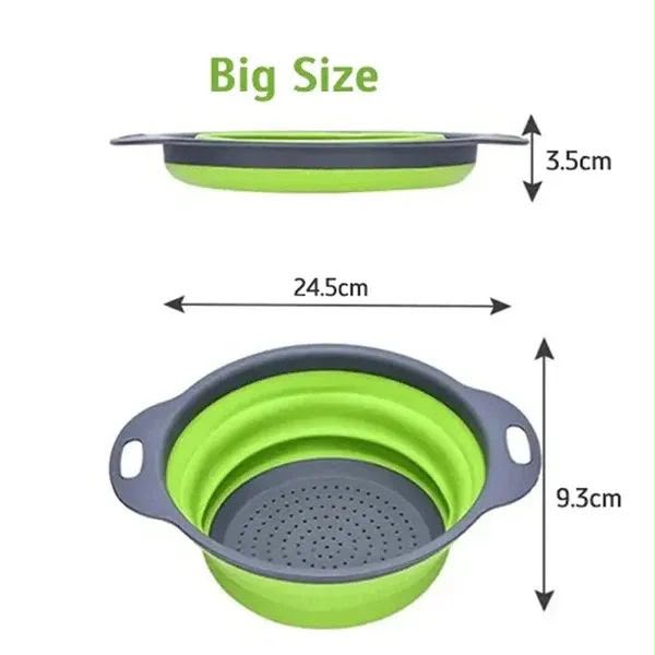 Foldable/ Collapsible Silicone  Strainer with Handle for Fruits, Vegetables & Pasta