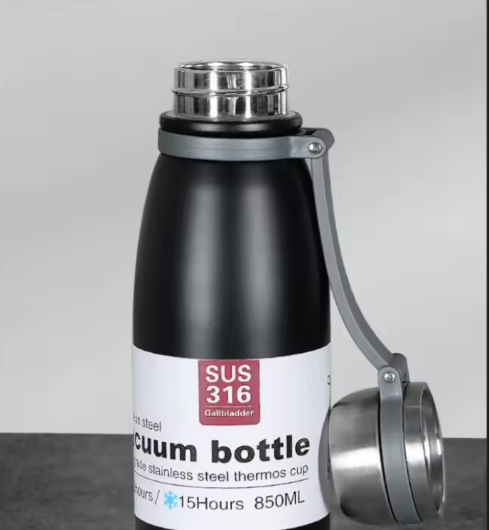 SUS 316 Vacuum Bottle — 850ML | Stays Hot & Cold 15 Hours Black Colour