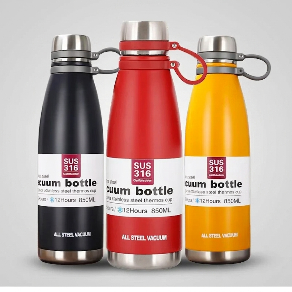 SUS 316 Vacuum Bottle — 850ML | Stays Hot & Cold 15 Hours Black Colour